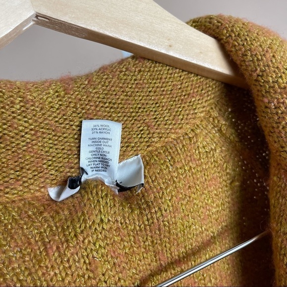 LOFT Medium Wool Blend Mustard Yellow Long Line Sweater Cardigan Coat Boho - Picture 4 of 5